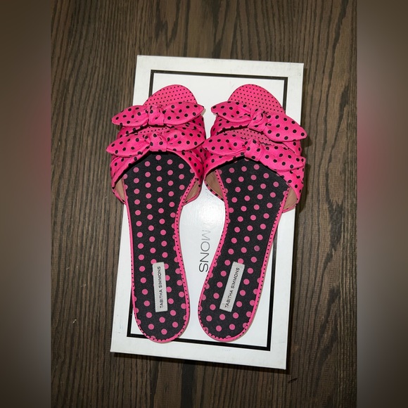 Size 40 - Tabitha Simmons Pink Cleo Polka dots bow slippers - Picture 5 of 12